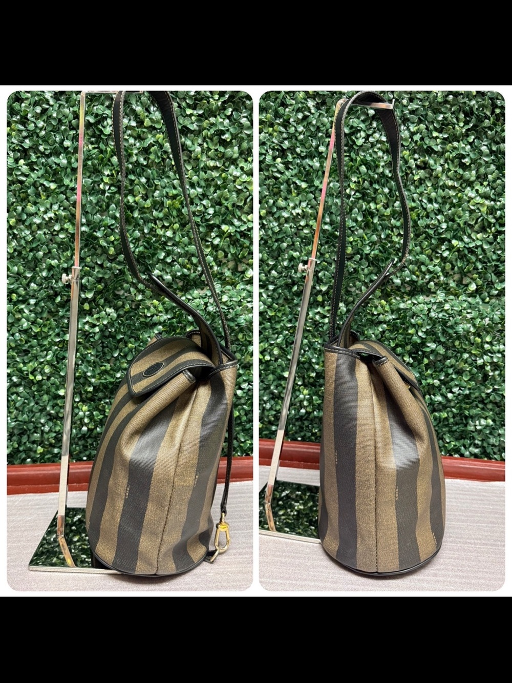 Fendi PEQUIN Striped Sling Backpack Bag Vintage - Picture 7 of 11